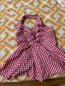 Gingham Twist Front Top
