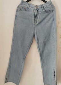 Light Wash Split Hem Jeans