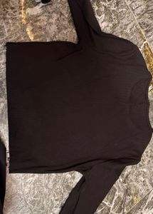 Chic Black Rhinestone Trim Top