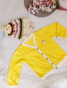 Cute Yellow Kids Cardigan Sweater