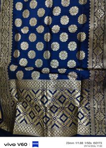 Elegant Blue &amp; Gold Banarasi Silk dupatta