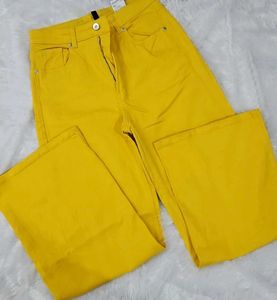 Vibrant Yellow High Waist Wide-Leg Pants
