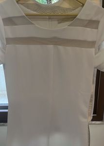 Chic Sheer Stripe Short Sleeve Top Size M