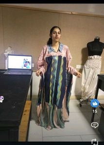 Patchwork shirt abaya