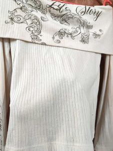 White Off-Shoulder Long Sleeve Top