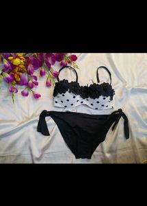 Polka Dot Bikini with Flower Detail