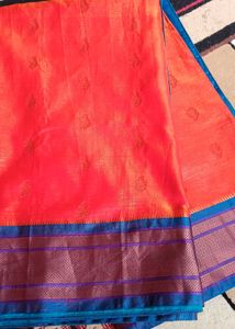 Vibrant 🧡 &amp; 🩵 Saree
