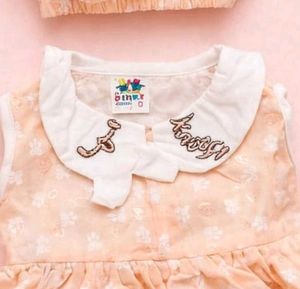 Adorable Peach Floral Baby Dress with Bloomers