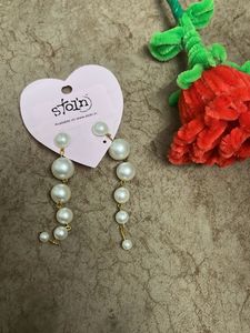 Elegant Pearl Drop Earrings moti work