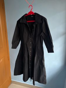 Black Button-Down Midi Dress
