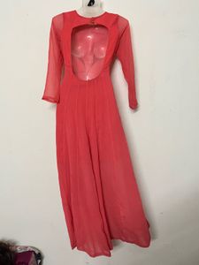 Pintresty Vibrant Coral long gown