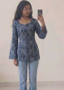 Stylish Printed Bell Sleeve Tunic