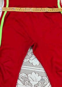 Retro Red Track Pants with Stripes