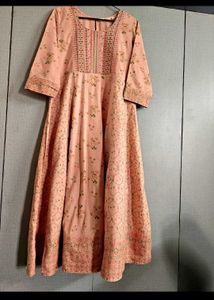 Elegant Peach Floral Anarkali Kurti