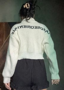 Cropped Half zip up sweater