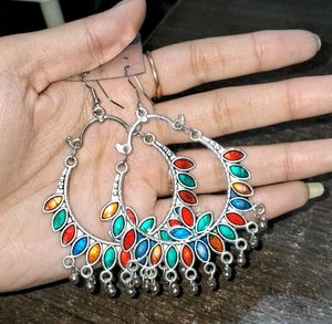 Pack of 2 - Boho Multi-Color Hoop Earrings