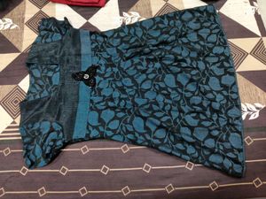 Black Top With Blue Floral Print