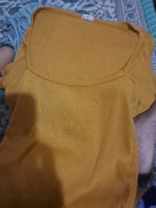 Mustard Yellow Ribbed Knit Top