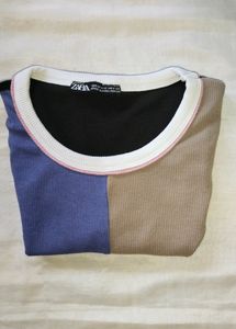 Colorblock Ribbed Cropped Tee