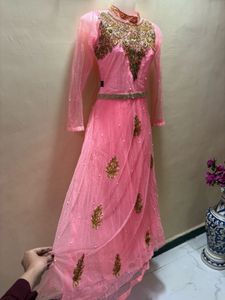 Beautiful Pink Embroidered Ethnic Gown