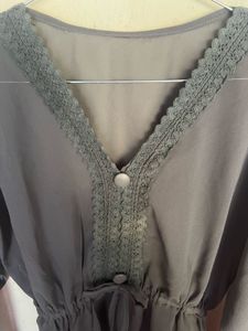 Elegant Sheer Lace Trim Blouse