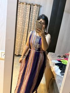 Maxi Dress with Embellished Neckline🎀🦋