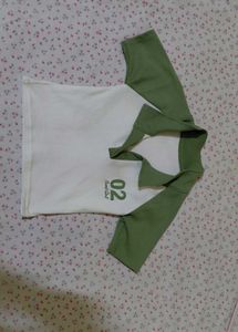 White & Green Raglan T-Shirt