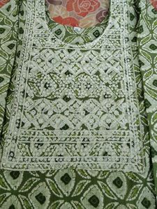 Green Printed Kurta Set