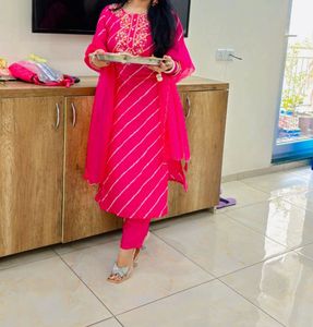 Pink Striped Kurta Set
