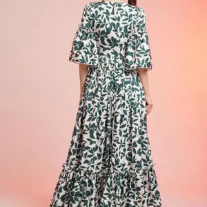 Boho Leaf Print Maxi Dress