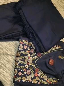 Embroidered Navy Blue Kurta