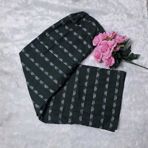 Elegant Black Cotton Checked Kurta Set with Straig