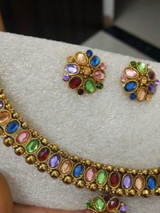 Multi-Color Stone Necklace &amp; Earrings Set