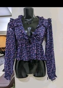 Floral Tie-Front Peplum Top