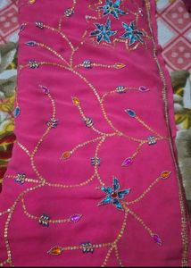 Embroidered Pink Saree