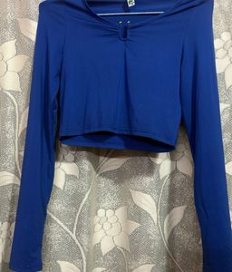 Royal Blue Long Sleeve Crop Top