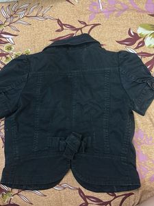 Stylish Black Denim Crop Blazer