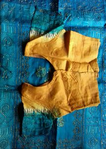 Stunning Teal Embroidered Silk Saree