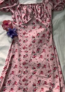 pink floral mini dress