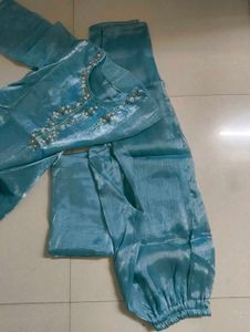 Women's Sky Blue Embroidered Kurta set Ethnic