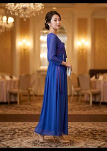 Elegant Blue Lace Dress