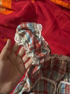 Cute Plaid Off-Shoulder Top