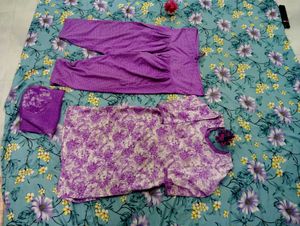 Purple Floral Kurta Set