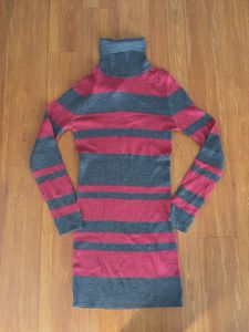 Striped Turtleneck Sweater Dress