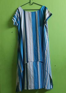 Blue Stripes High Low Kurti