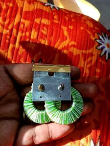 Green Hoop Earrings