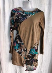 Unique Graphic Print Tunic Top
