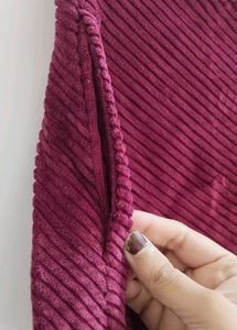 Maroon Corduroy Midi Skirt