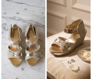 Sparkly Gold Wedge Heels