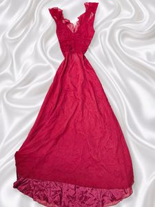 Elegant Red Evening Gown ruffle